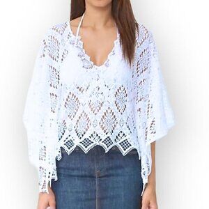 Temptation Positano White Crochet Corona Kaftan top, New without tag, Size xS